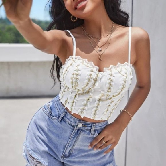 Embroidery Bustier Cami Top - Picture 6 of 6